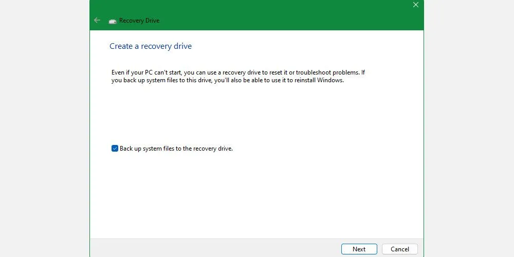Tạo ổ đĩa khôi phục Windows 10 từ bảng điều khiển