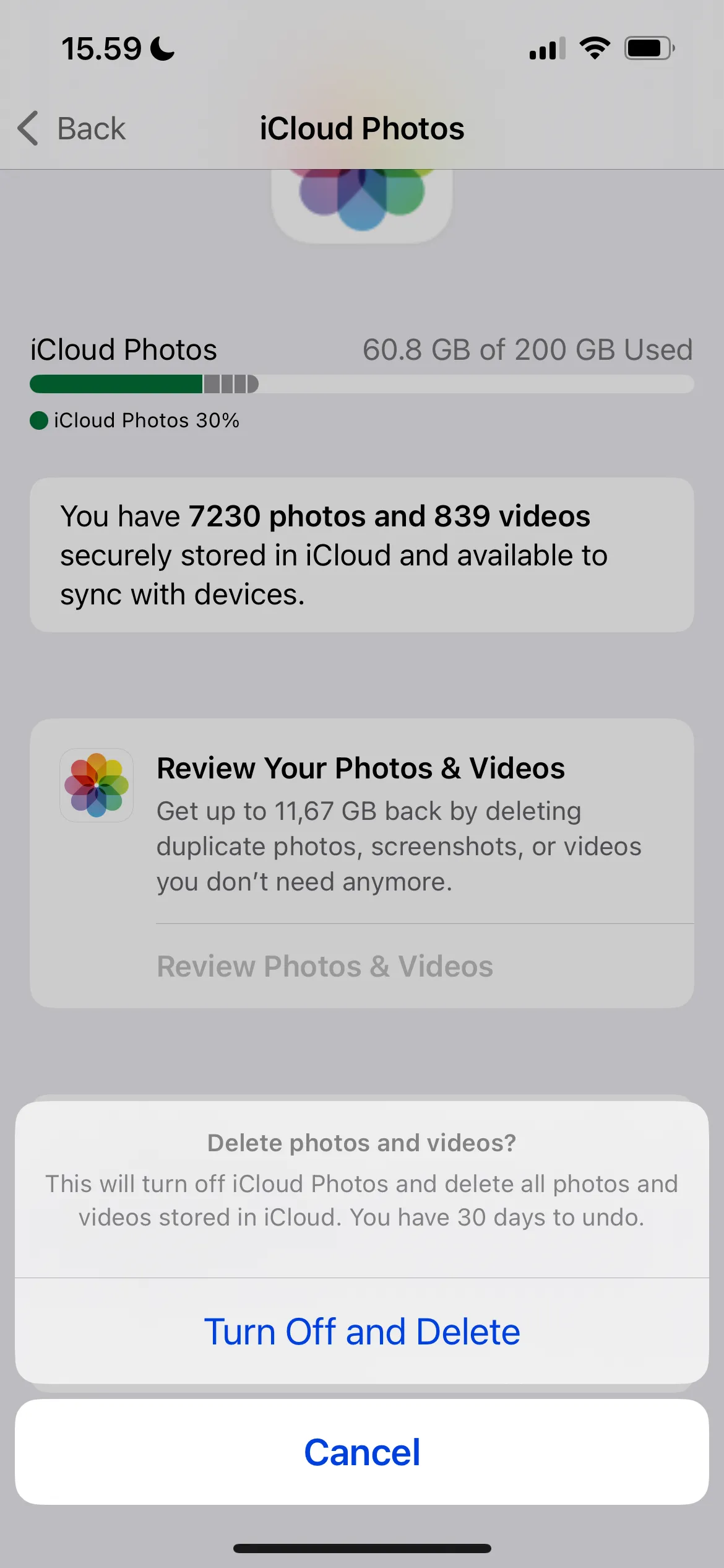 Tắt đồng bộ ảnh iCloud và xóa ảnh để giải phóng dung lượng