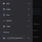Thanh điều hướng bên trong ứng dụng Spark Mail trên Android hiển thị các thư mục email chính