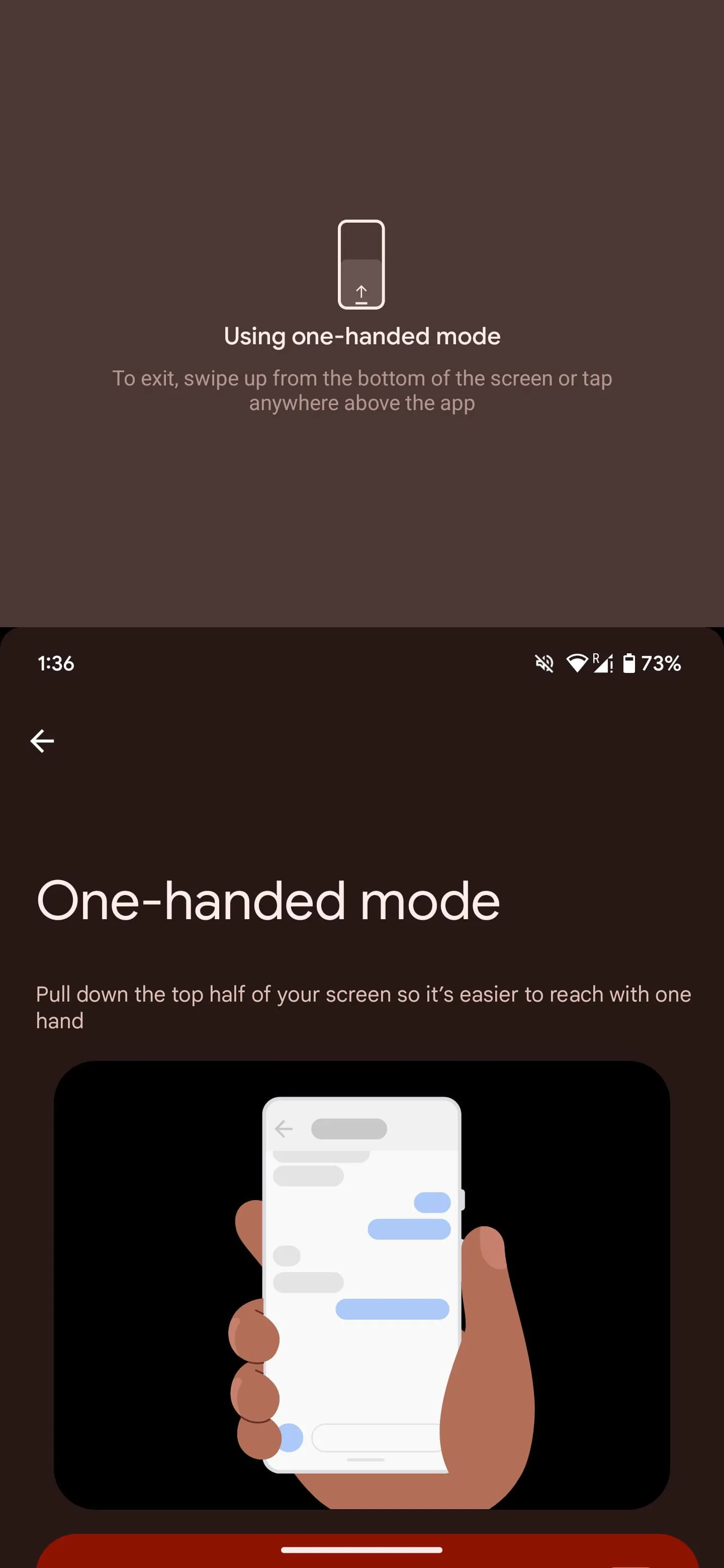 Thao tác vuốt để kích hoạt Chế độ Một tay (One-Handed Mode) trên Android
