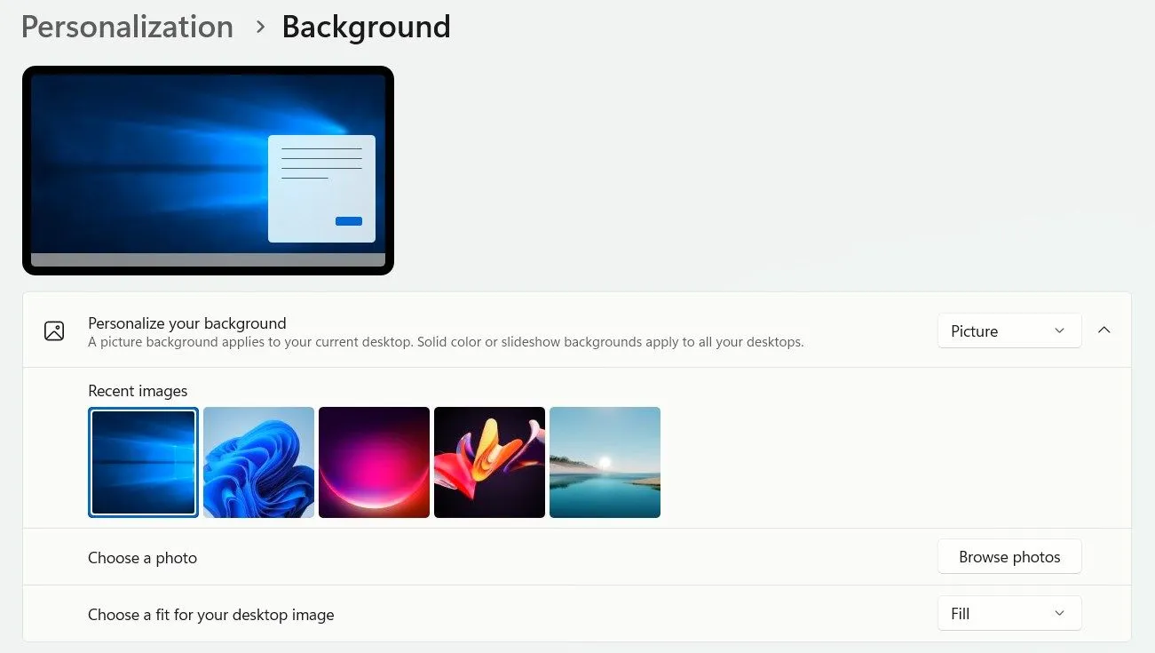 Thay đổi hình nền Windows 11 sang hình nền Windows 10 quen thuộc