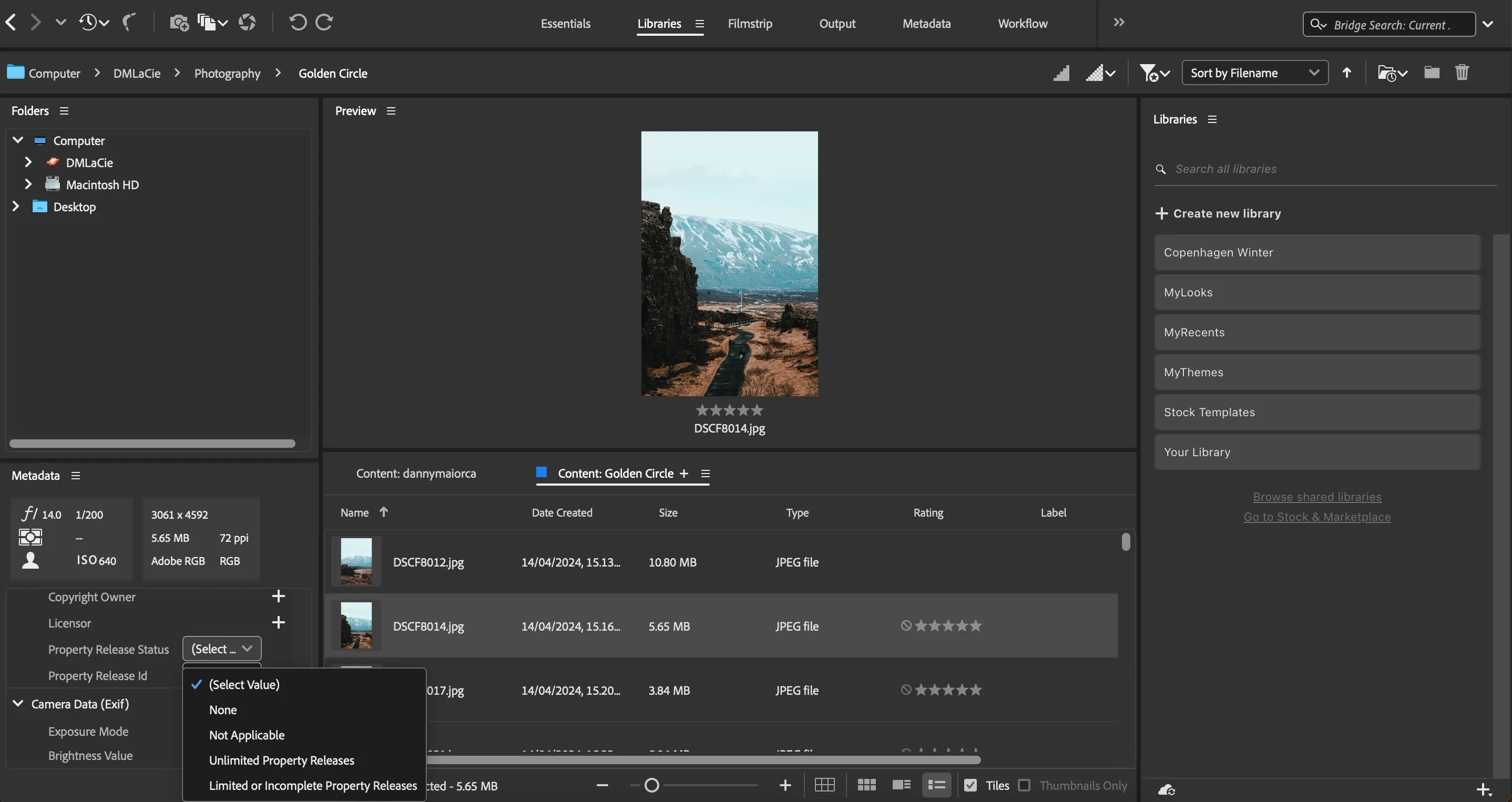 Thêm thông tin ID tài sản và bản quyền trong Adobe Bridge