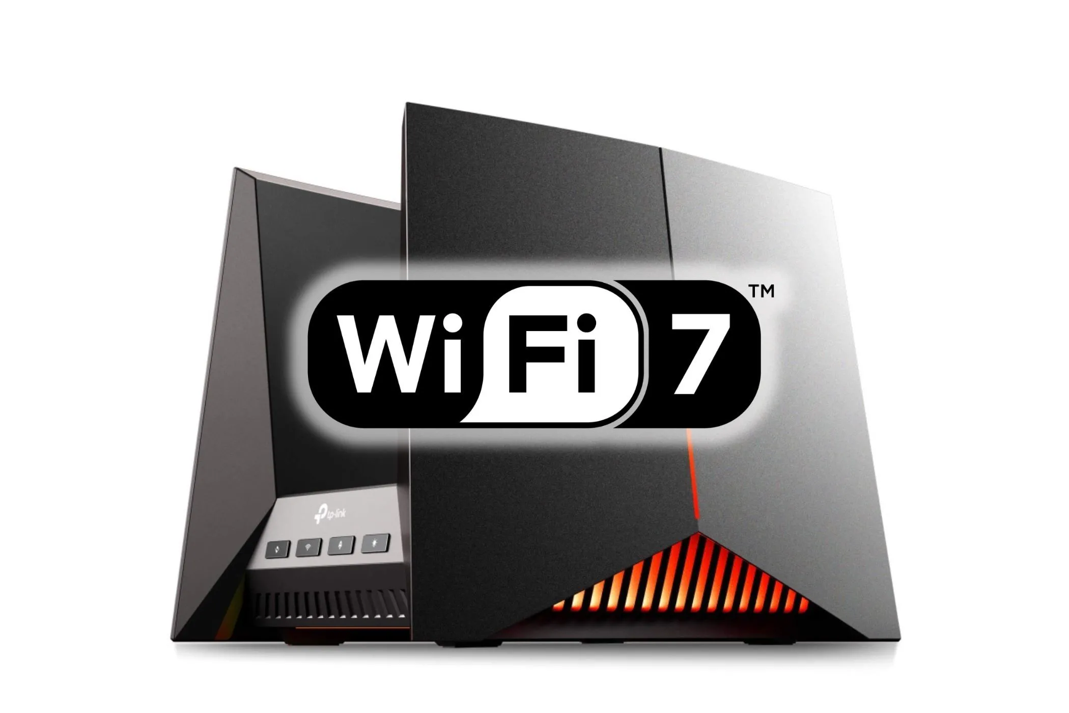Thiết bị router Wi-Fi của TP-Link với biểu tượng Wi-Fi 7