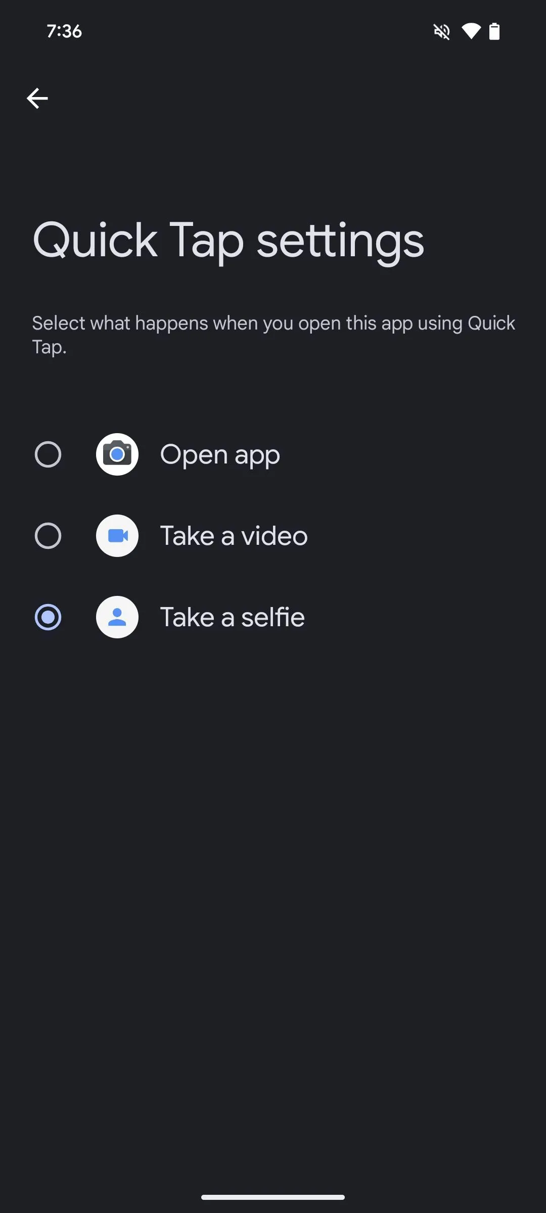 Thiết lập Chạm nhanh để mở ứng dụng Camera ở chế độ selfie trên Pixel.