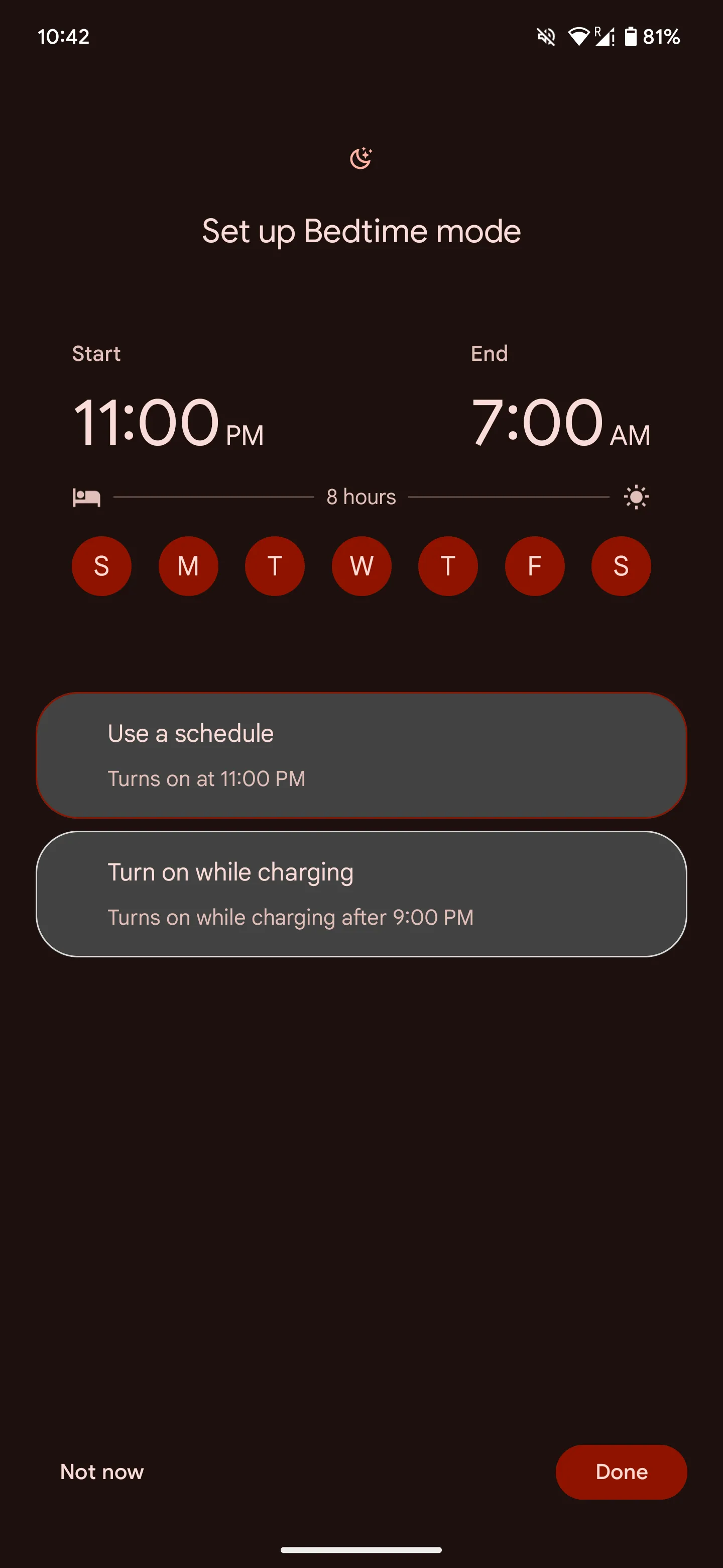 Thiết lập lịch trình tự động cho Chế độ Giờ đi ngủ trên điện thoại Android