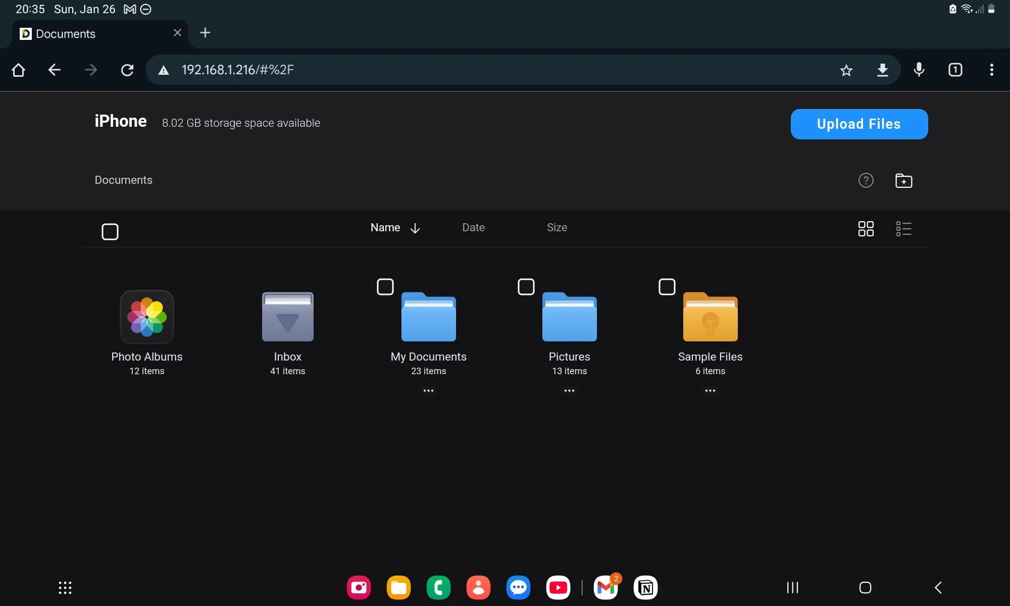Thiết lập máy chủ WebDAV trên ứng dụng Documents để truyền tệp giữa iPhone và máy tính bảng Android