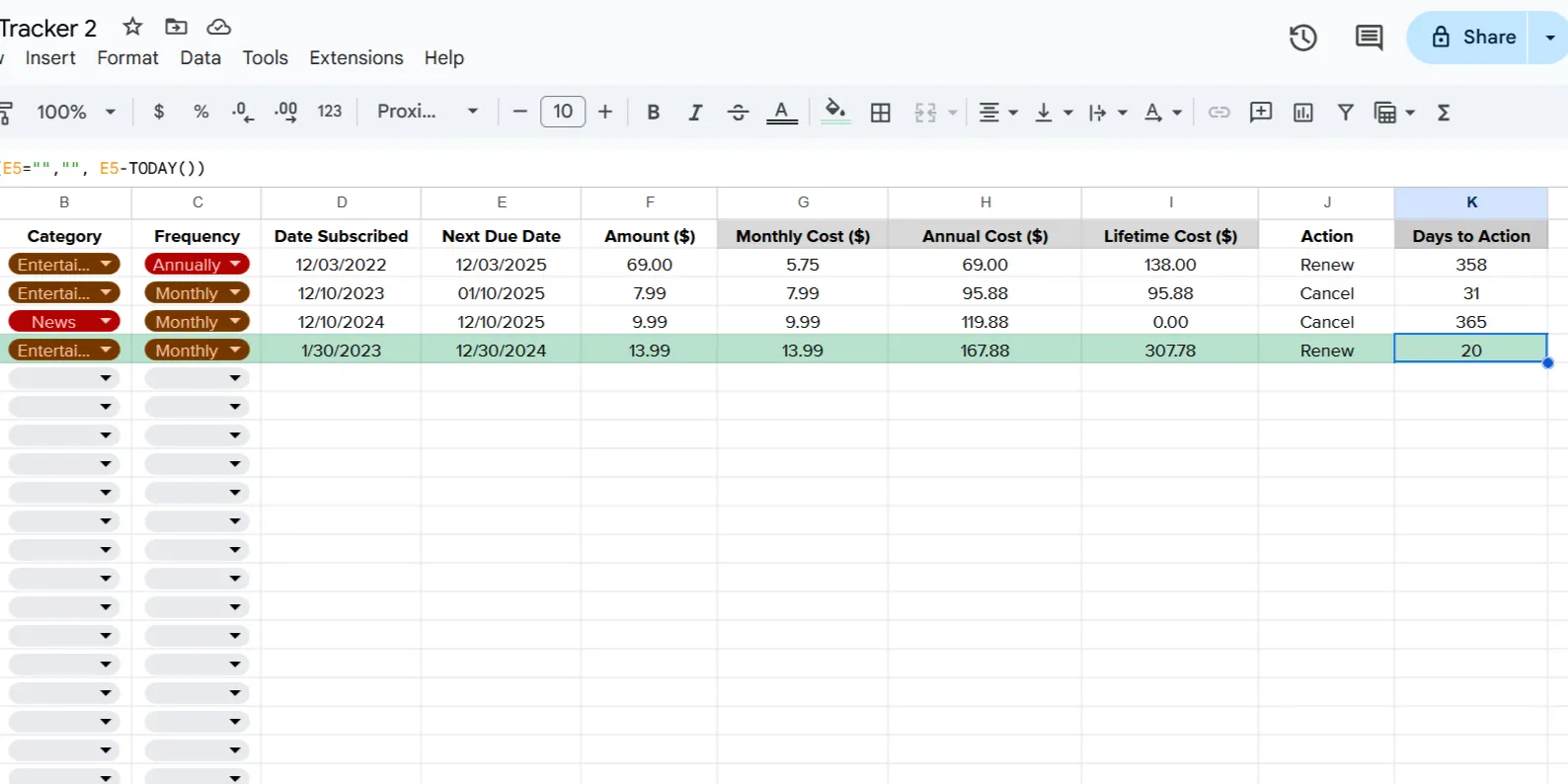 Thiết lập quy tắc định dạng có điều kiện trong Google Sheets dựa trên số ngày còn lại đến hạn