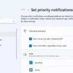 Thiết lập thông báo ưu tiên trong ứng dụng Cài đặt của Windows 11