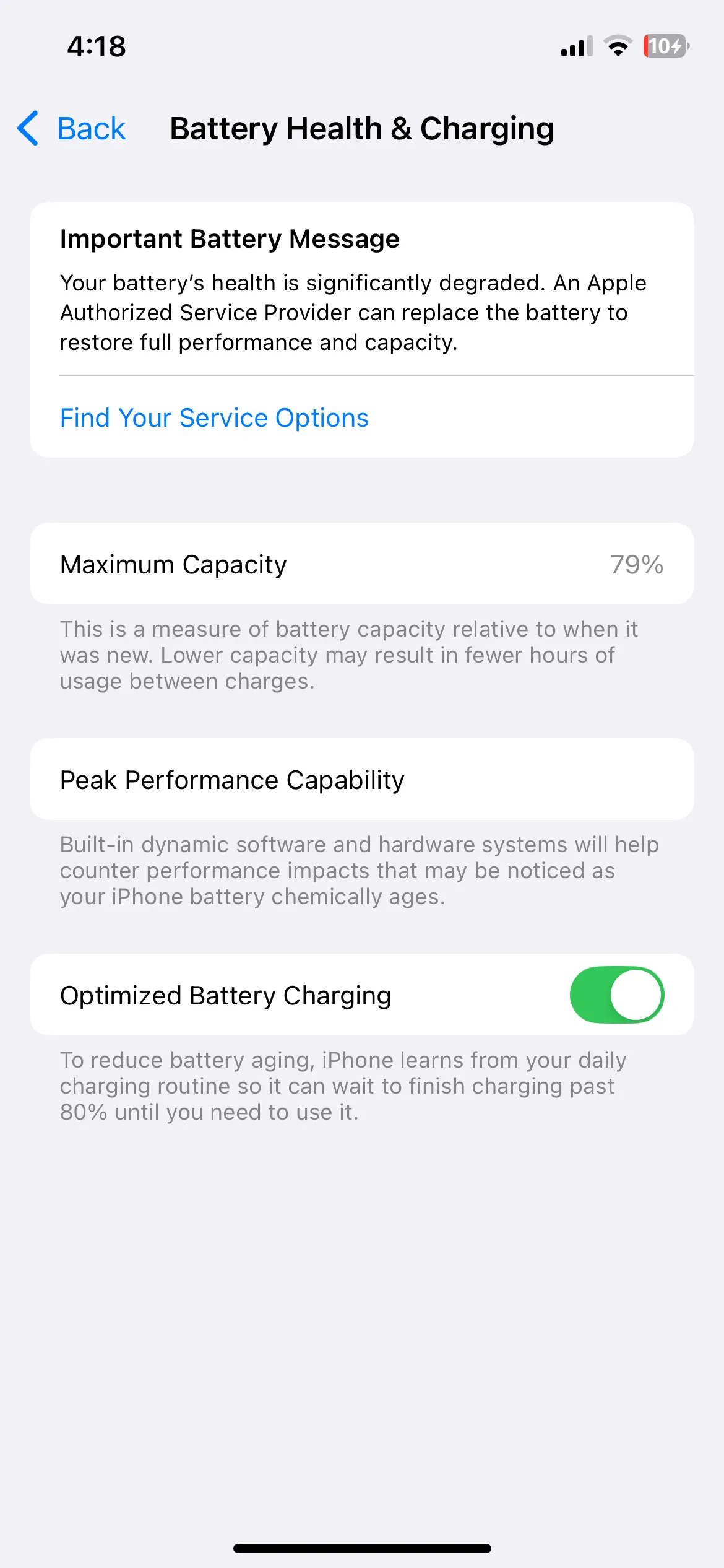 Thiết lập tình trạng pin và tối ưu sạc trên iPhone