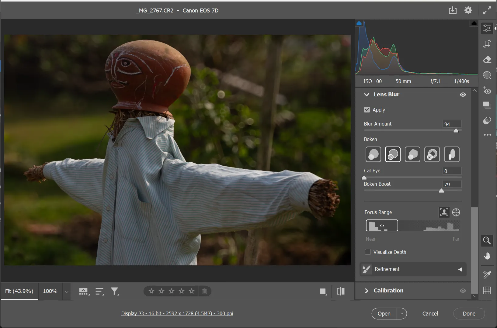 Thiết lập và tùy chỉnh thông số Lens Blur trong Camera Raw của Photoshop