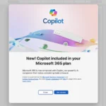 Thông báo cập nhật Copilot hiển thị trên giao diện Microsoft Word, cho thấy tính năng AI đã được tích hợp.