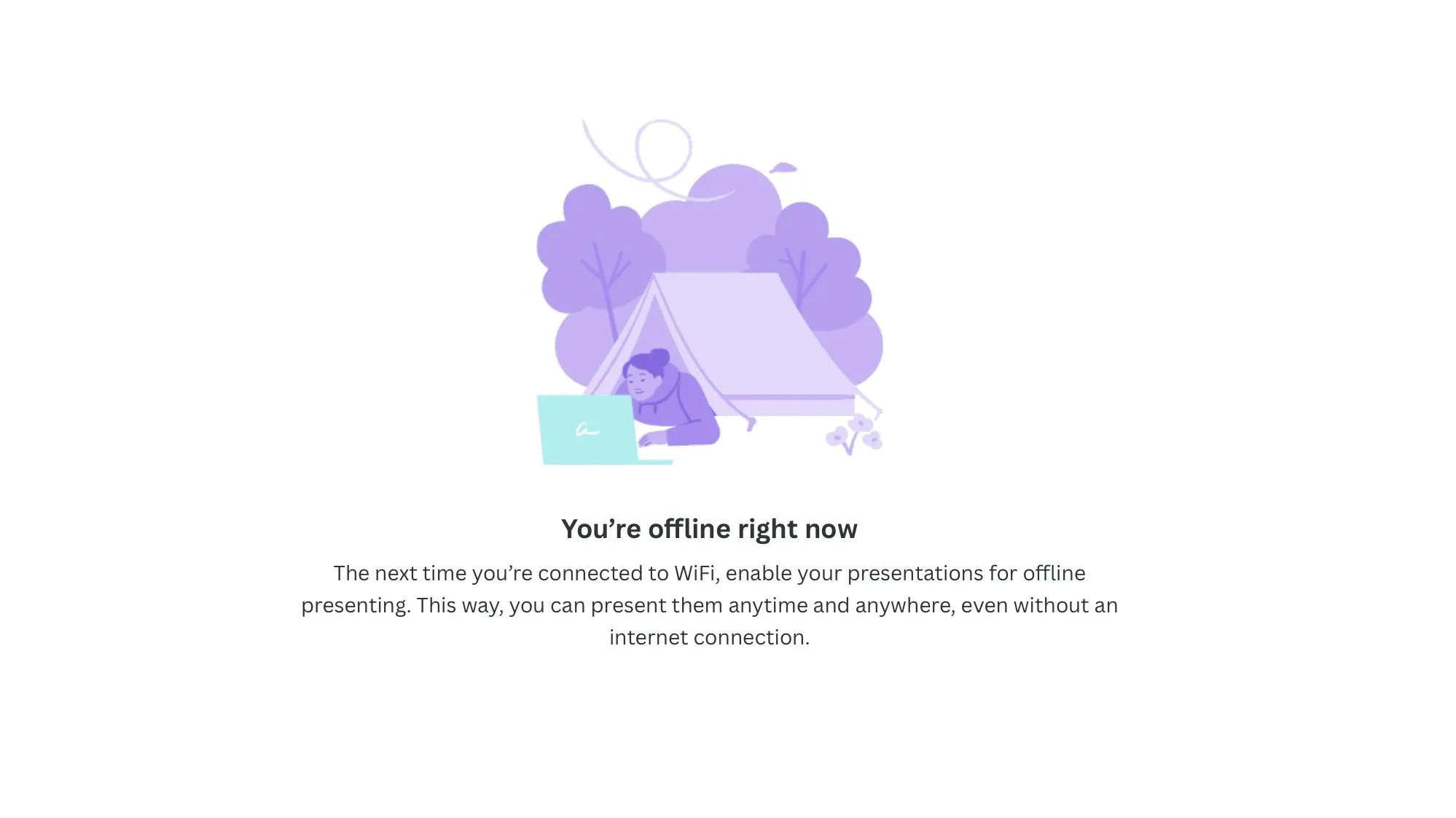 Thông báo ngoại tuyến của Canva cho thấy sự phụ thuộc vào kết nối internet