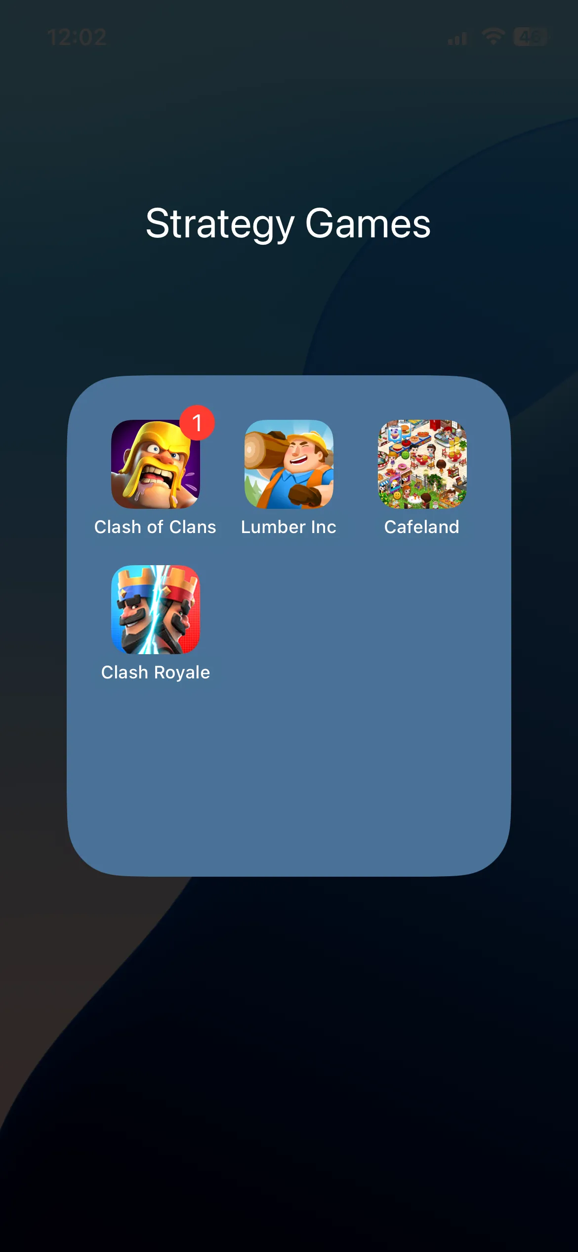 Thư mục &quot;Trò chơi&quot; trên màn hình chính iPhone chứa các ứng dụng game được sắp xếp gọn gàng