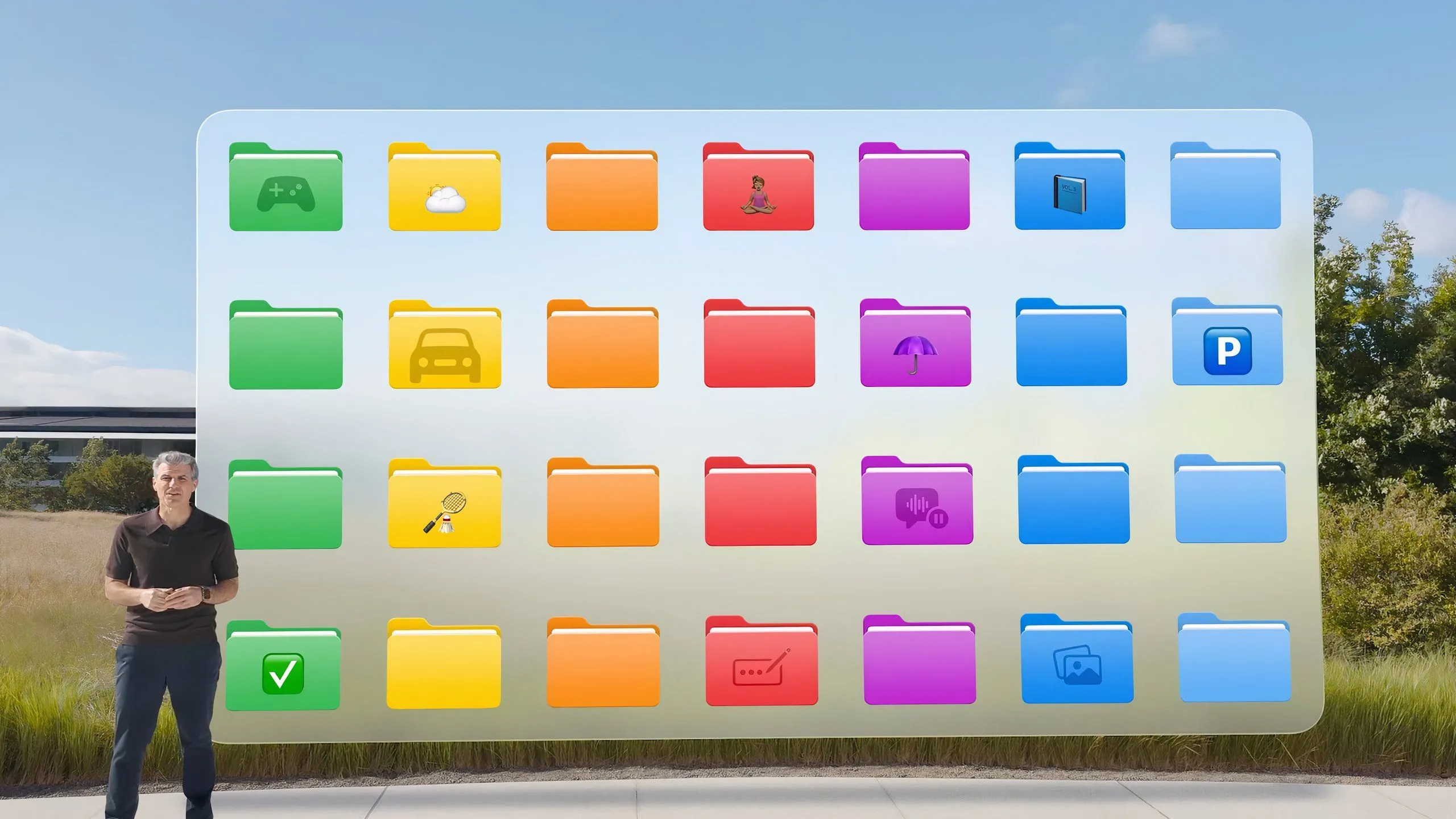 Thư mục trong Dock trên iPadOS 26 với tùy chọn biểu tượng thư mục có màu sắc khác nhau, giúp dễ dàng nhận diện