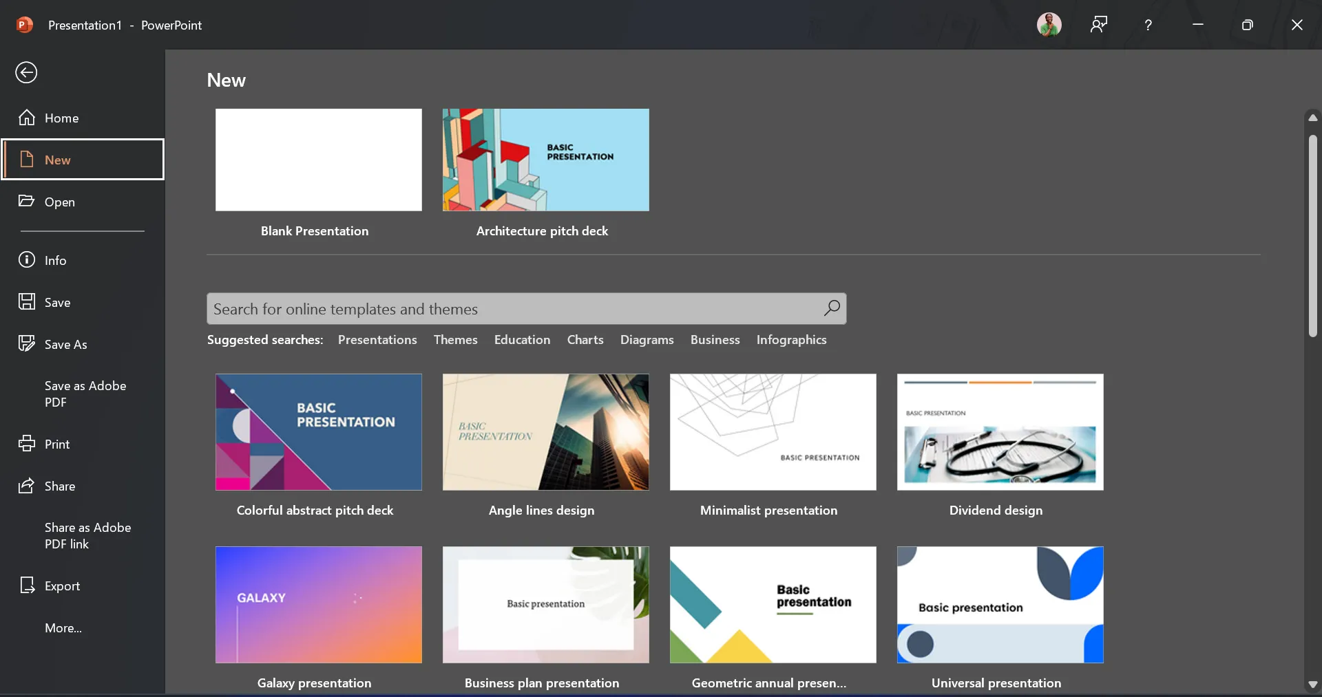Thư viện mẫu thuyết trình khổng lồ của PowerPoint trên ứng dụng máy tính, cho thấy sự đa dạng nhưng cũng gây khó khăn trong việc lựa chọn và tải xuống.