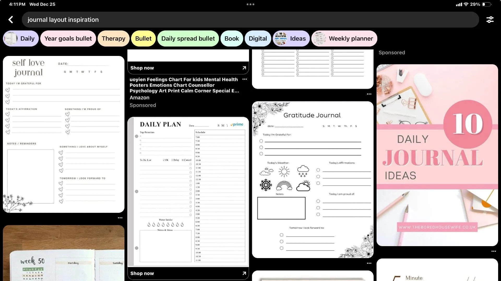 Tìm kiếm cảm hứng bố cục nhật ký kỹ thuật số từ Pinterest cho Procreate