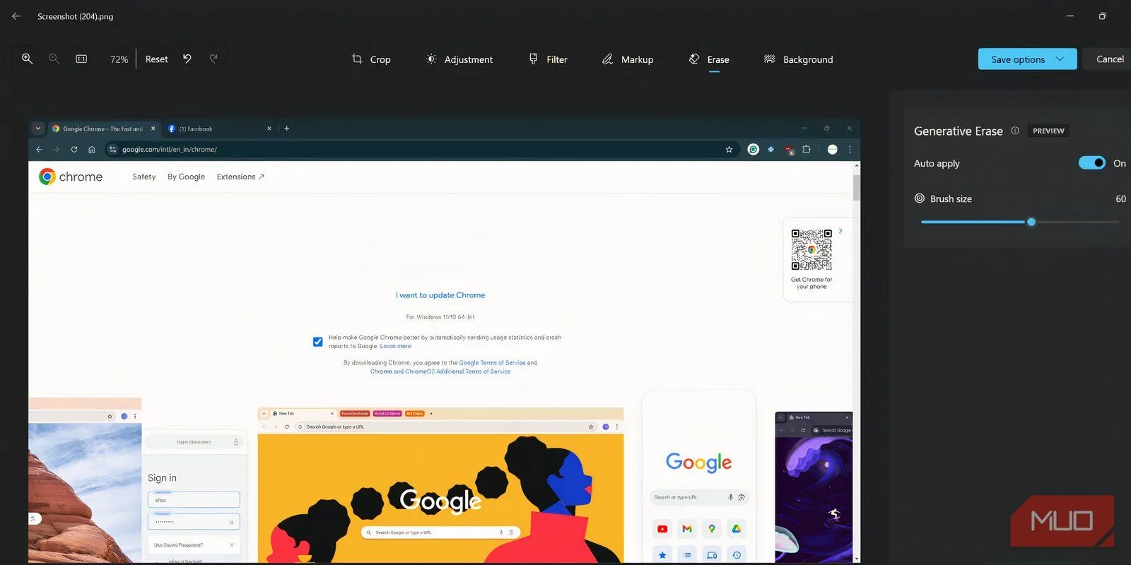 Tính năng Generative Erase của Microsoft Photos đang hoạt động trên ảnh minh họa