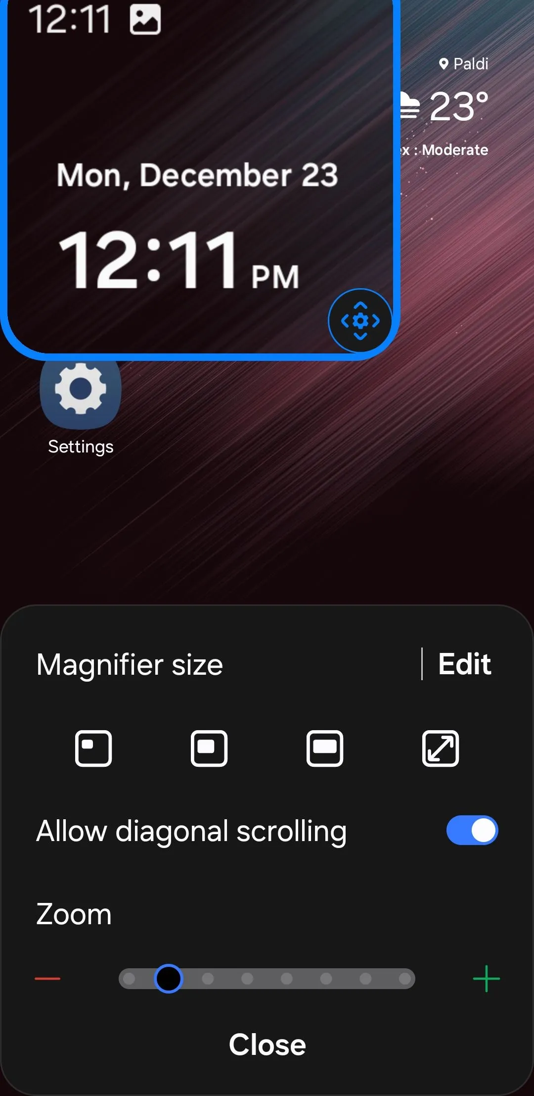 Tính năng phóng to màn hình điện thoại Android với kính lúp