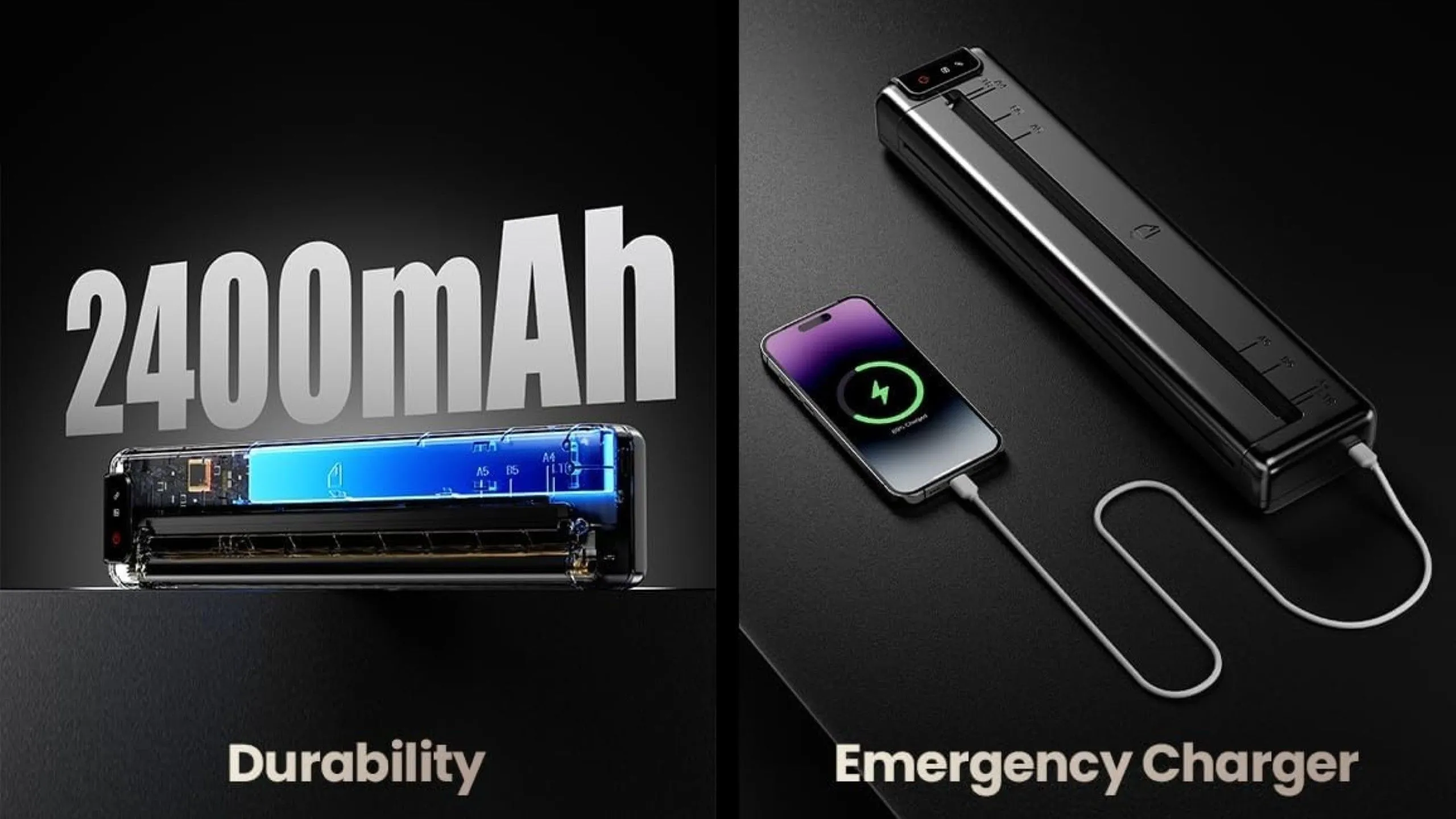 Tính năng sạc ngược của máy in Phomemo Q302 giúp sạc thiết bị di động khi cần