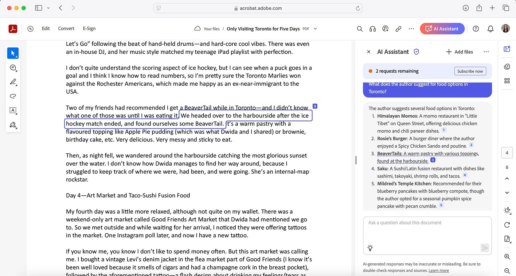 Tính năng trích dẫn nguồn rõ ràng của Adobe Acrobat AI Assistant, giúp xác minh thông tin tóm tắt.
