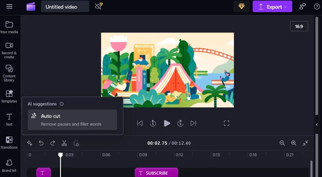 Tính năng tự động cắt bỏ khoảng lặng và từ đệm trong Clipchamp để tối ưu video