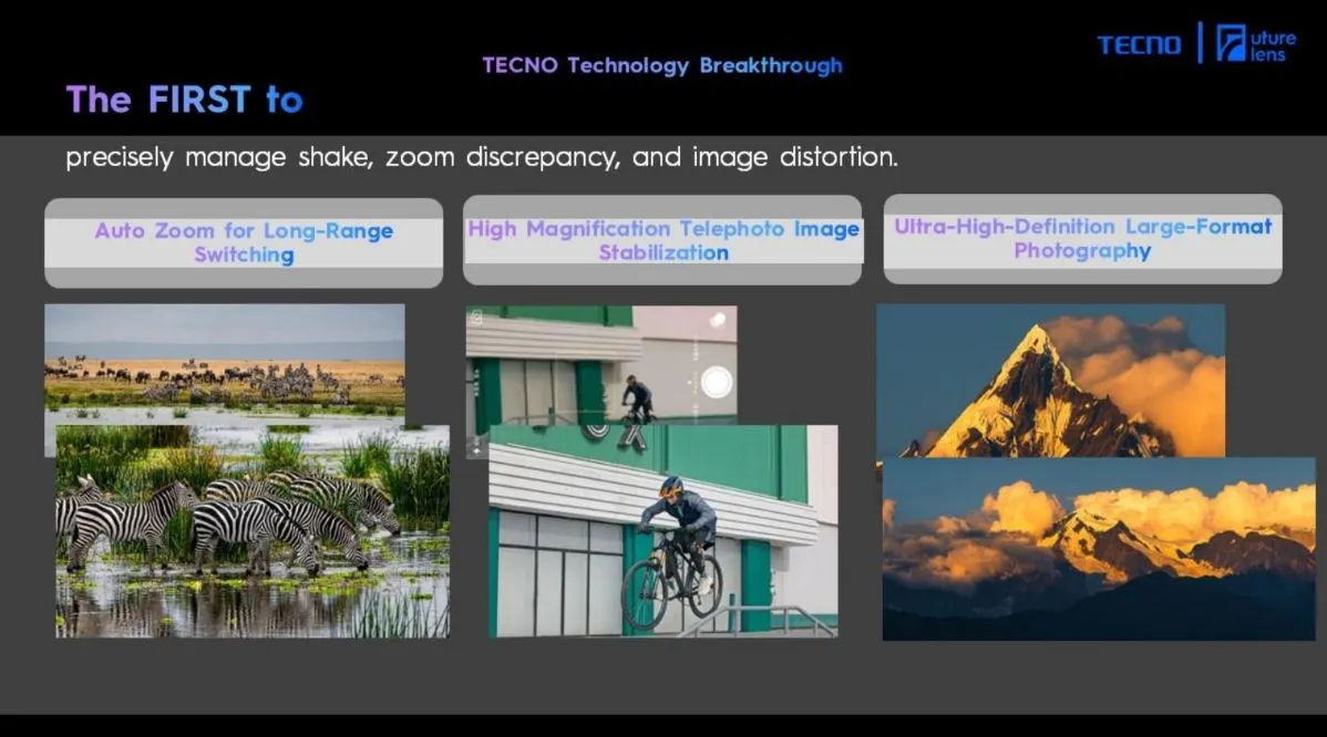 Tính năng zoom quang học Tap Any Zoom Dual Prism Telephoto của Tecno