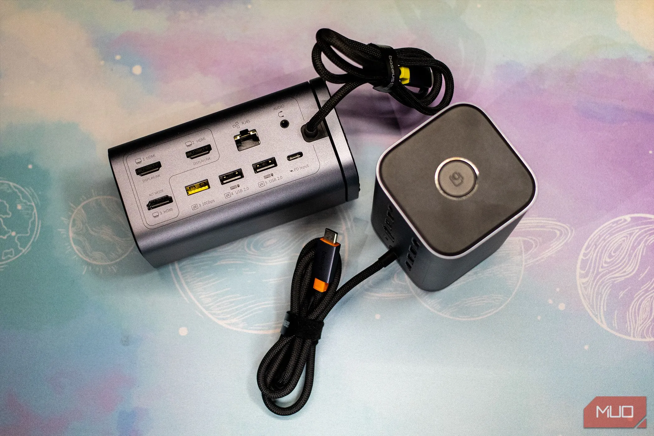 Tổng quan các cổng kết nối phía sau của Baseus Spacemate 11-in-1 Docking Station