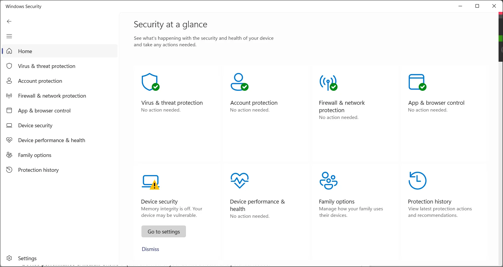 Tổng quan giao diện Bảo mật Windows (Windows Security) cho thấy các tính năng bảo vệ virus, tường lửa và kiểm soát ứng dụng