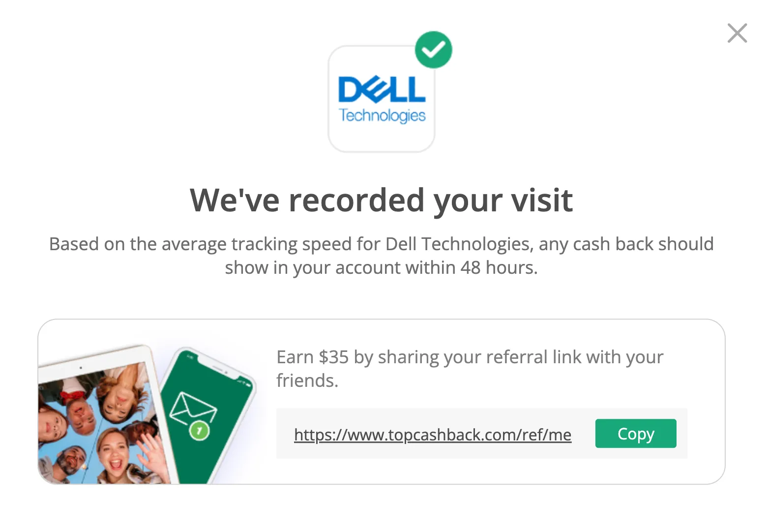 TopCashback hiển thị ưu đãi hoàn tiền khi mua sắm tại Dell