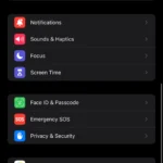 Trang cài đặt iPhone với Face ID & Mật mã