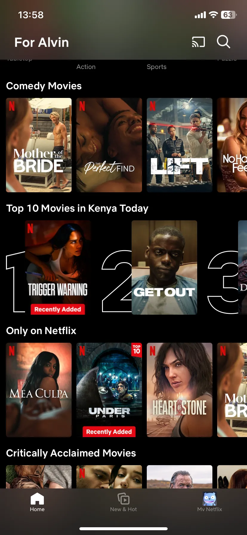 Trang chủ Netflix trên thiết bị iOS