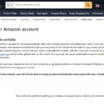 Trang hỗ trợ đóng tài khoản Amazon, minh họa cách người dùng có thể vô hiệu hóa tài khoản liên kết với bí danh email khi xảy ra rò rỉ dữ liệu.