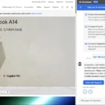 Trang web ASUS với chatbot hỗ trợ AI ở thanh bên và laptop ASUS Zenbook A14