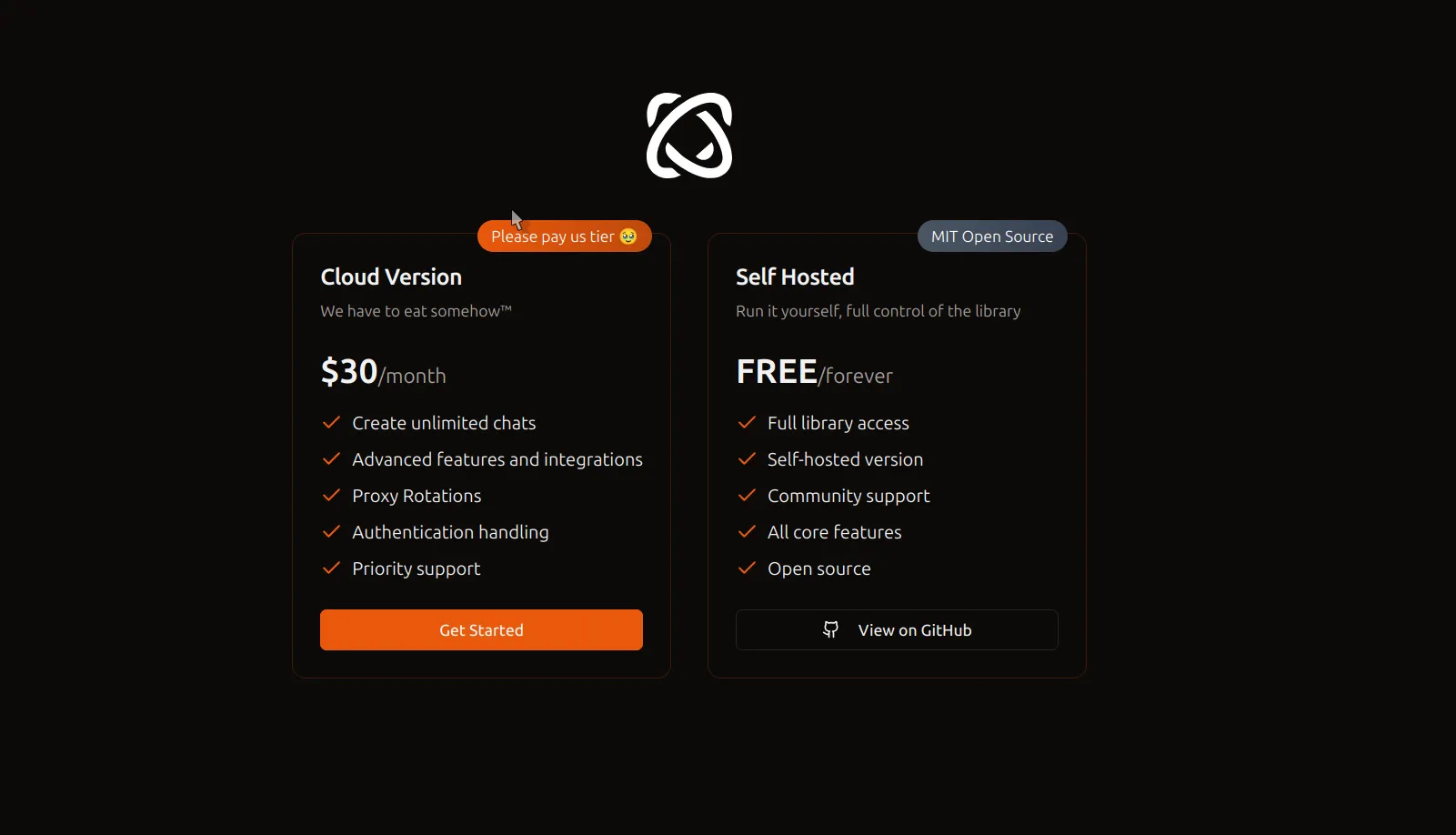 Trang web Browser Use hiển thị các gói dịch vụ và mức giá khác nhau