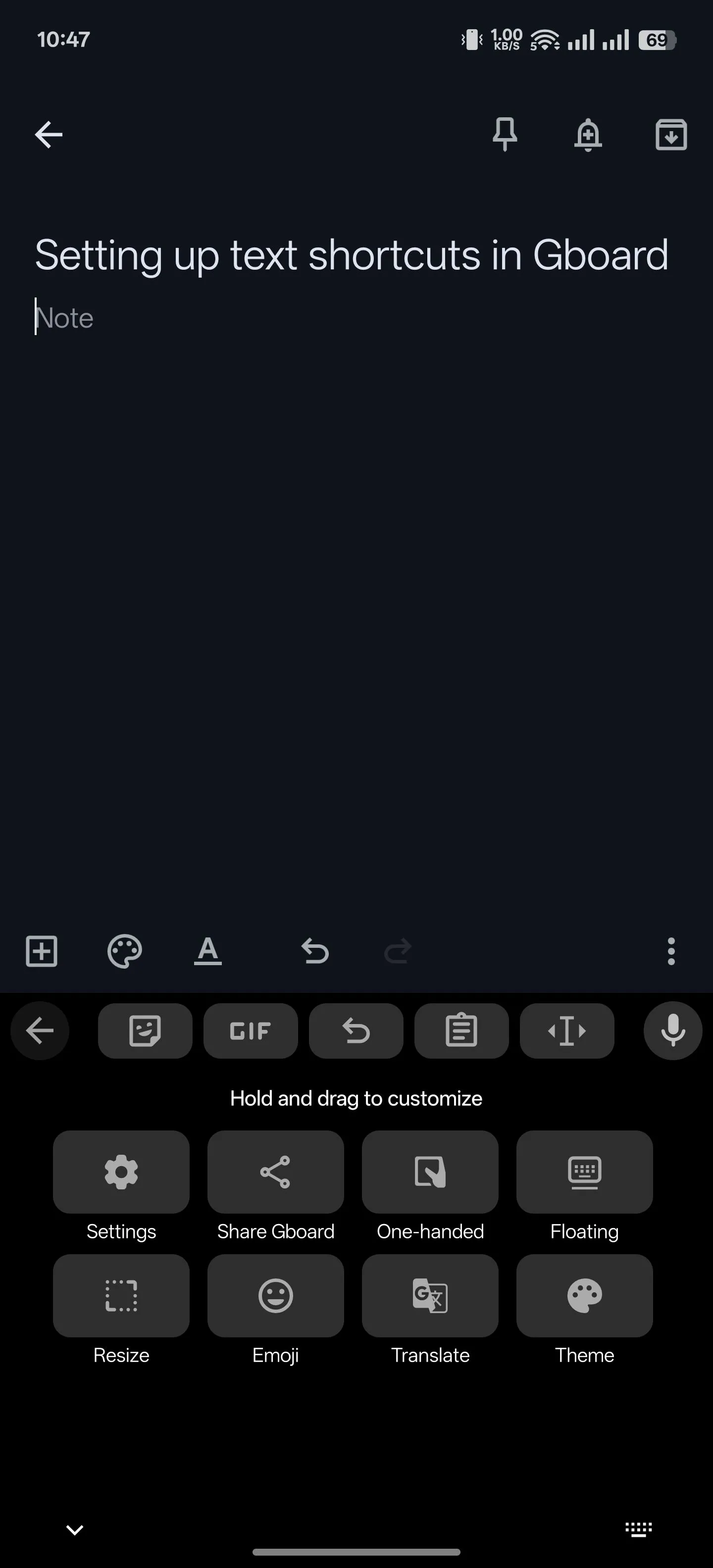 Truy cập cài đặt trong Gboard trên điện thoại Android.