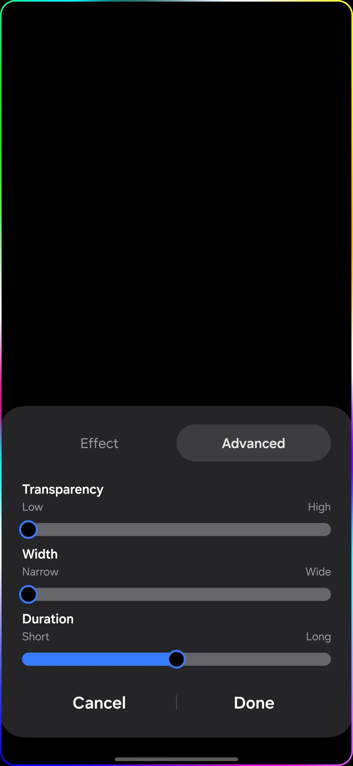 Tùy chỉnh hiệu ứng ánh sáng cạnh màn hình (Edge Lighting) và thời lượng hiển thị trong Samsung Modes and Routines.