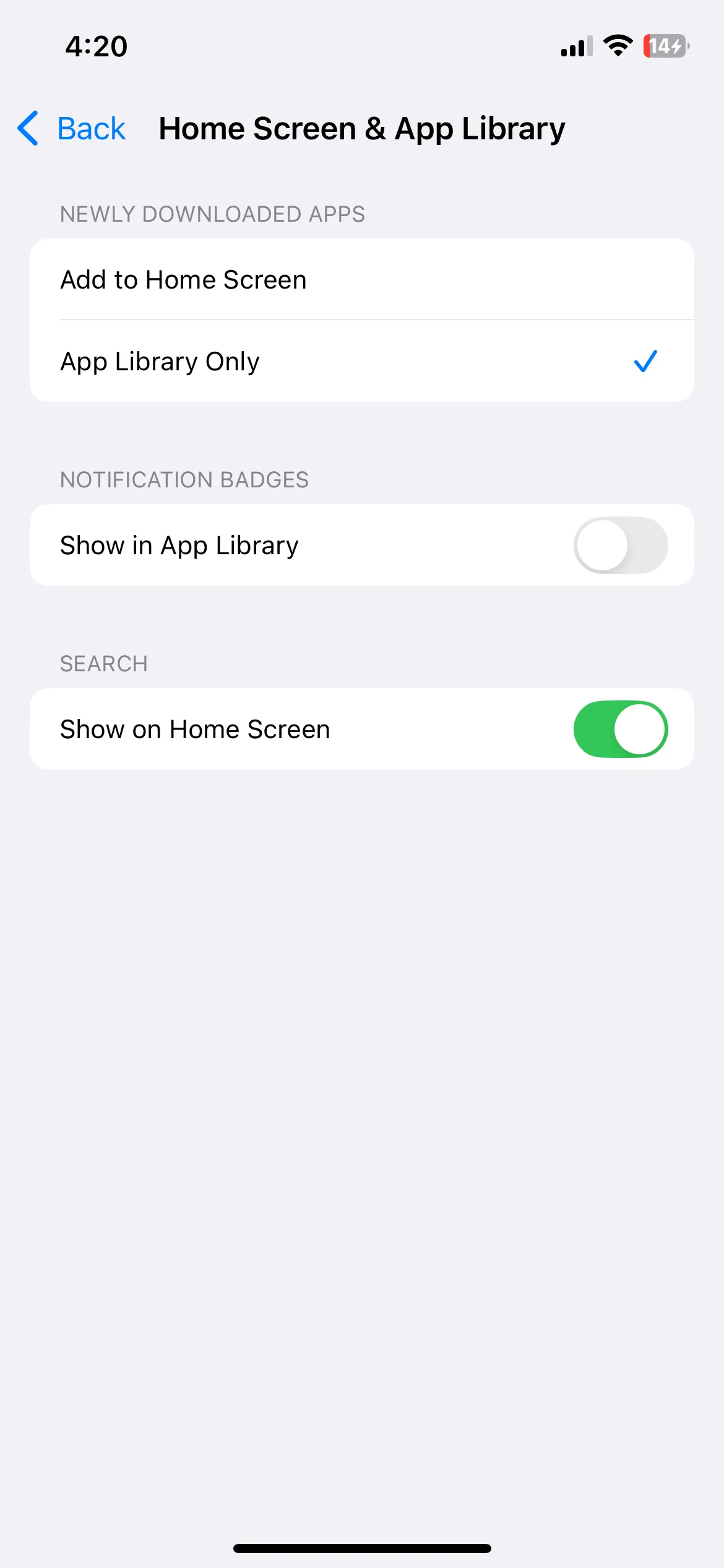 Tùy chọn cài đặt màn hình chính và Thư viện ứng dụng trên iPhone