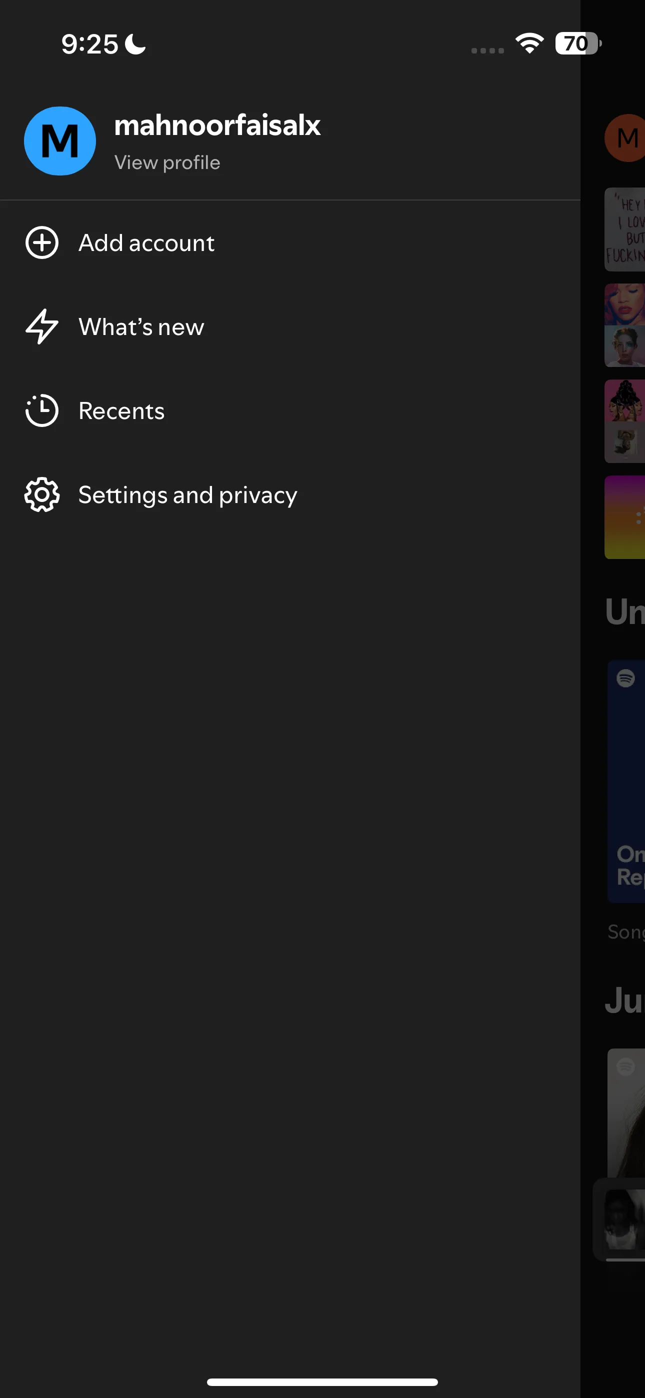 Tùy chọn Cài đặt và Quyền riêng tư trong ứng dụng Spotify