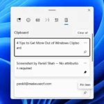 Tùy chọn ghim mục trong lịch sử bảng tạm (Clipboard History) của Windows 11