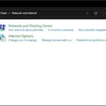 Tùy chọn Mạng và Internet trong Control Panel trên Windows 11 để truy cập Internet Options