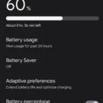 Tùy chọn Pin thích ứng trong menu pin Android
