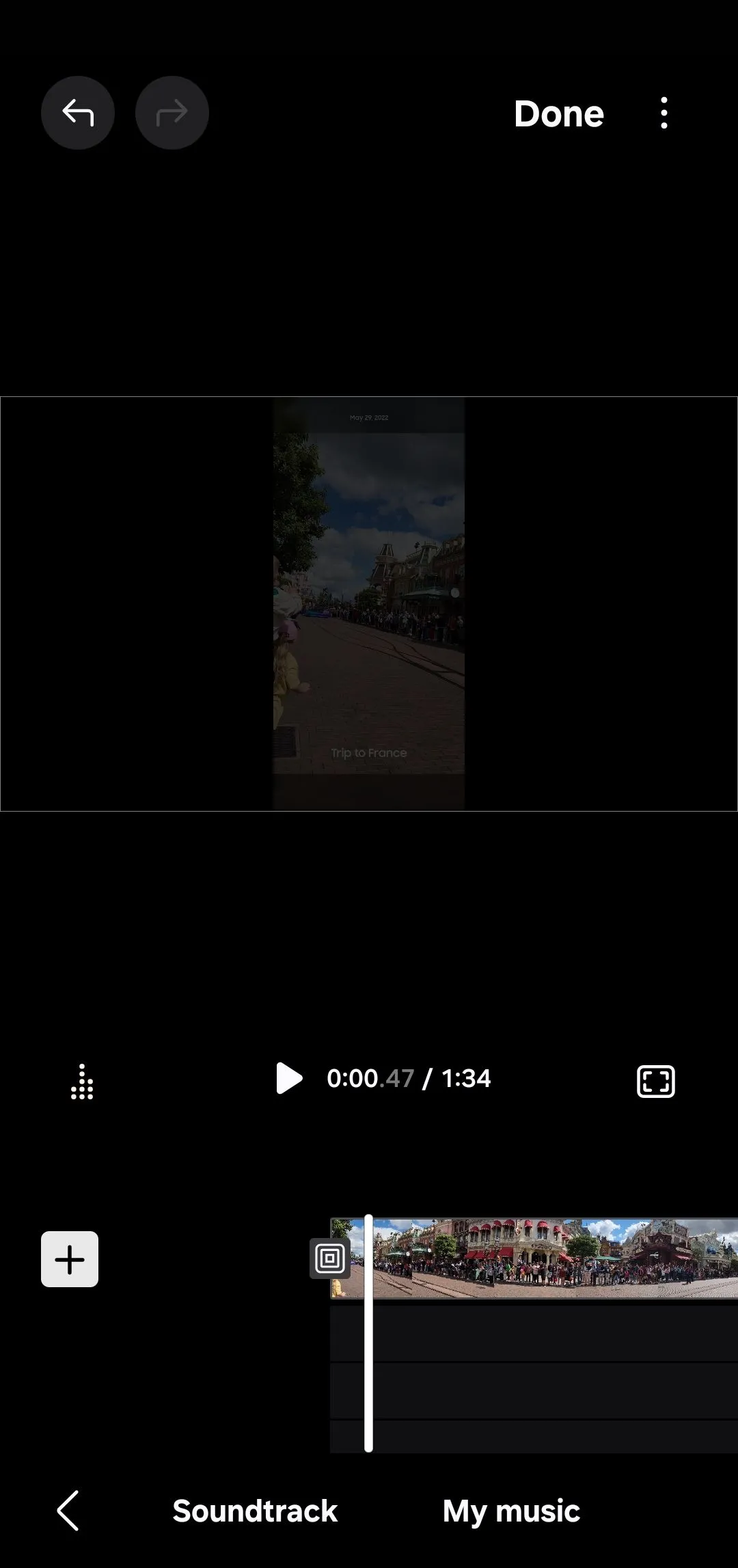 Tùy chọn thêm nhạc nền vào video trong Samsung Studio