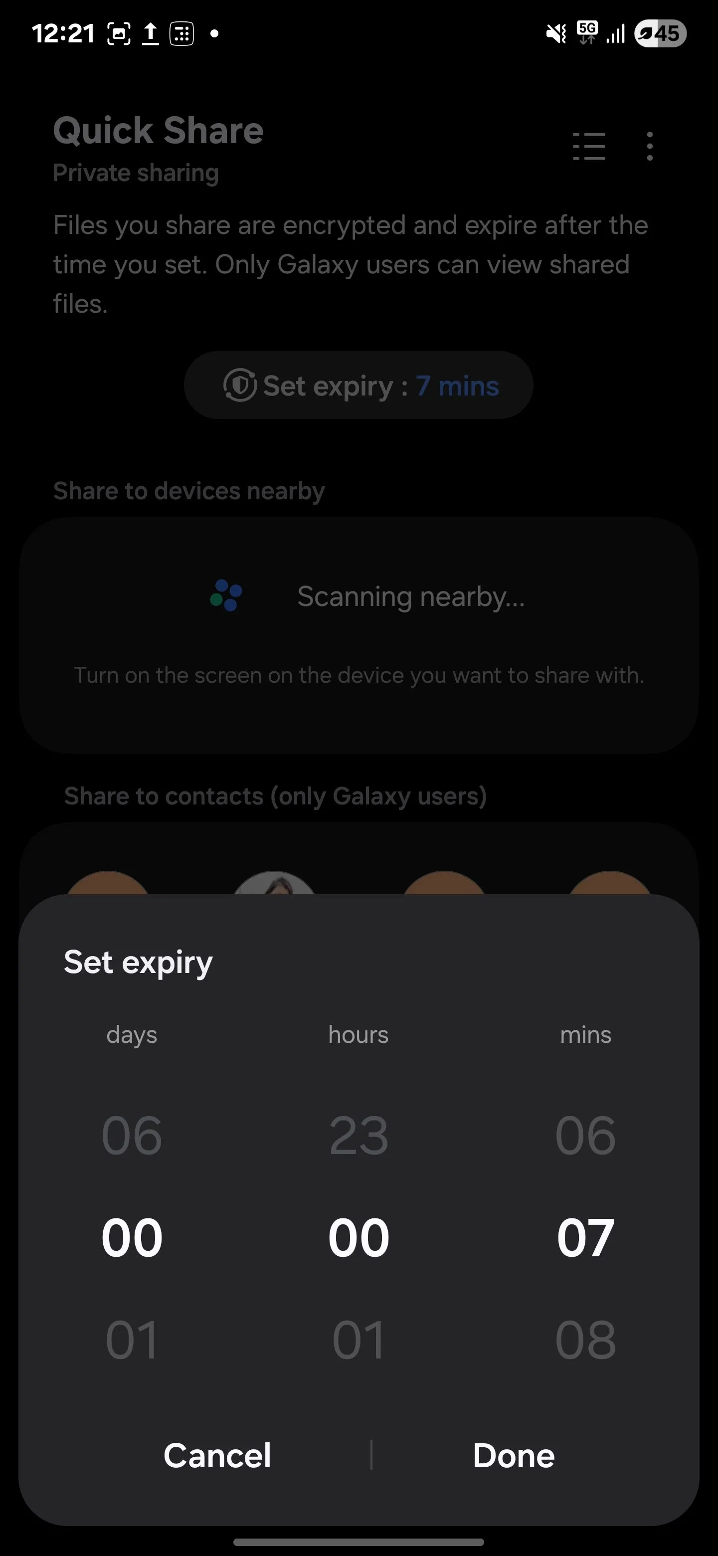 Tùy chọn thiết lập thời gian hết hạn cho file được chia sẻ qua Private Sharing, giúp tự động thu hồi quyền truy cập sau một khoảng thời gian nhất định.