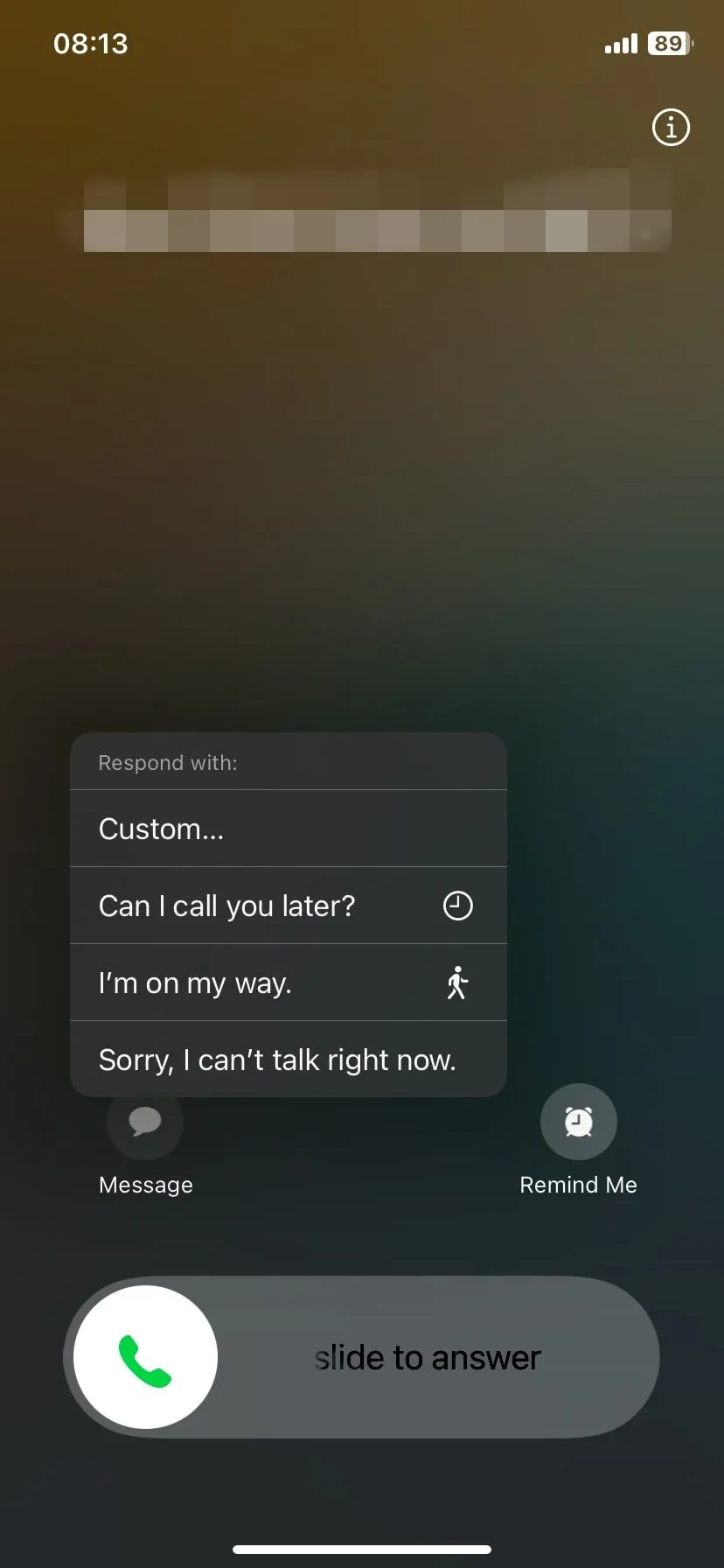 Tùy chọn trả lời nhanh bằng tin nhắn khi có cuộc gọi đến trên thiết bị iOS