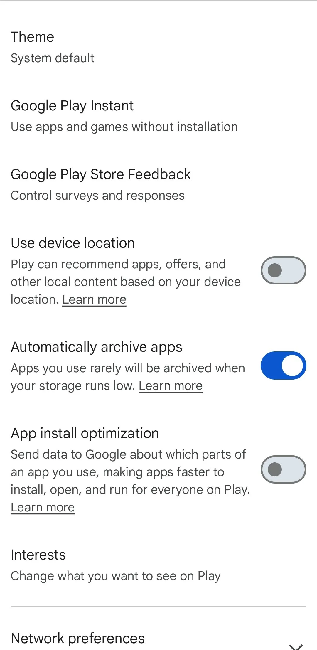 Tùy chọn tự động lưu trữ ứng dụng để tiết kiệm dung lượng trên Google Play Store Android
