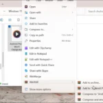 Tùy chọn WinRAR trong menu chuột phải của File Explorer khi chia file