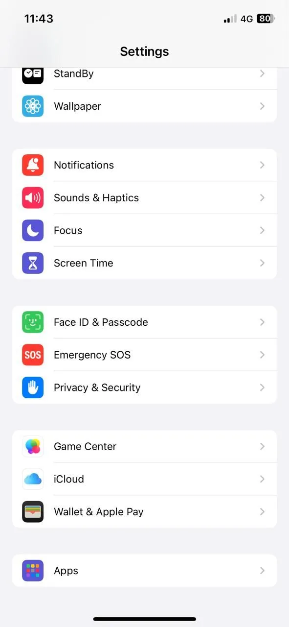 Ứng dụng Cài đặt trên iPhone hiển thị menu Quyền riêng tư Thư