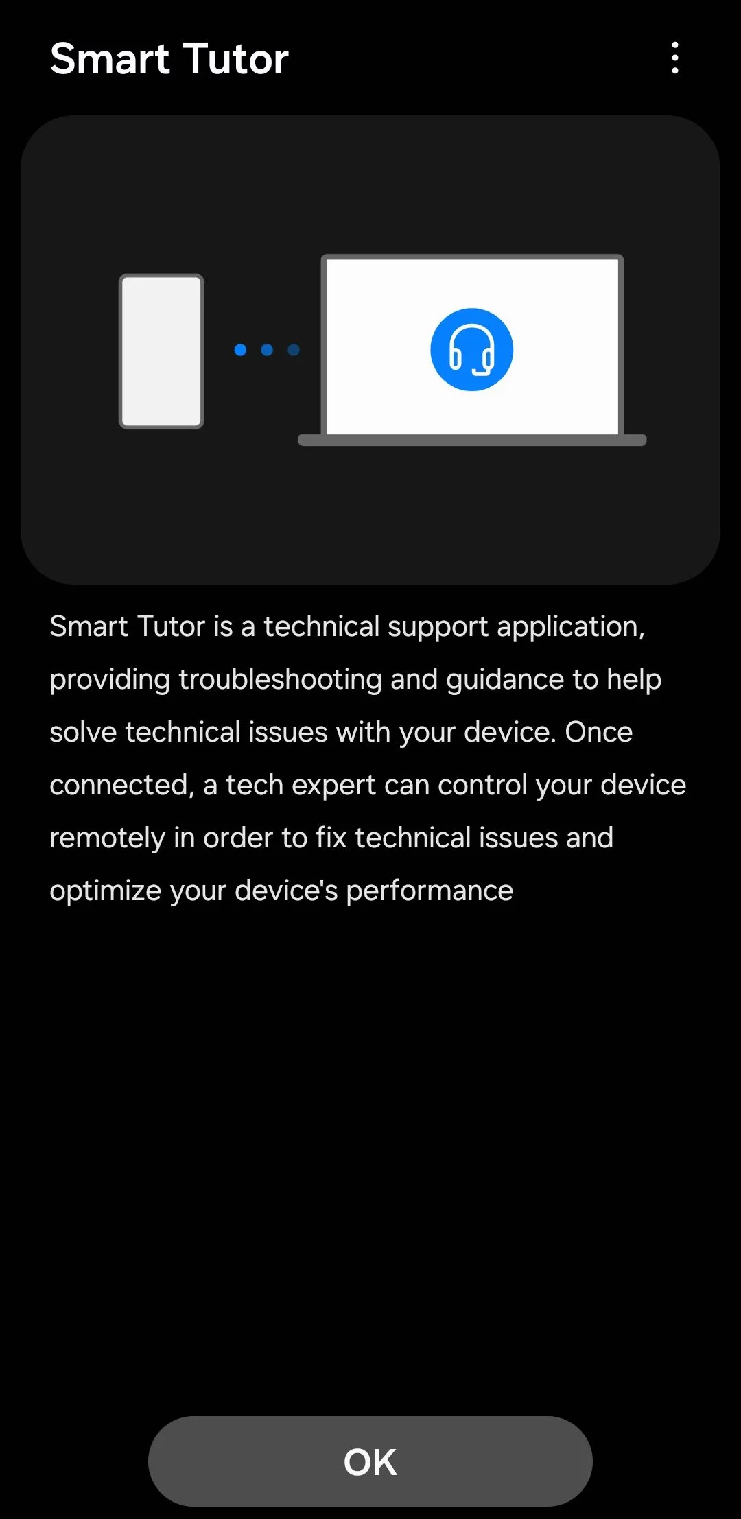 Ứng dụng Smart Tutor trên điện thoại Galaxy với giao diện hỗ trợ