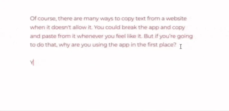 Văn bản chuyển sang màu đỏ và mờ dần trong The Most Dangerous Writing App, minh họa cơ chế xóa chữ khi dừng viết.