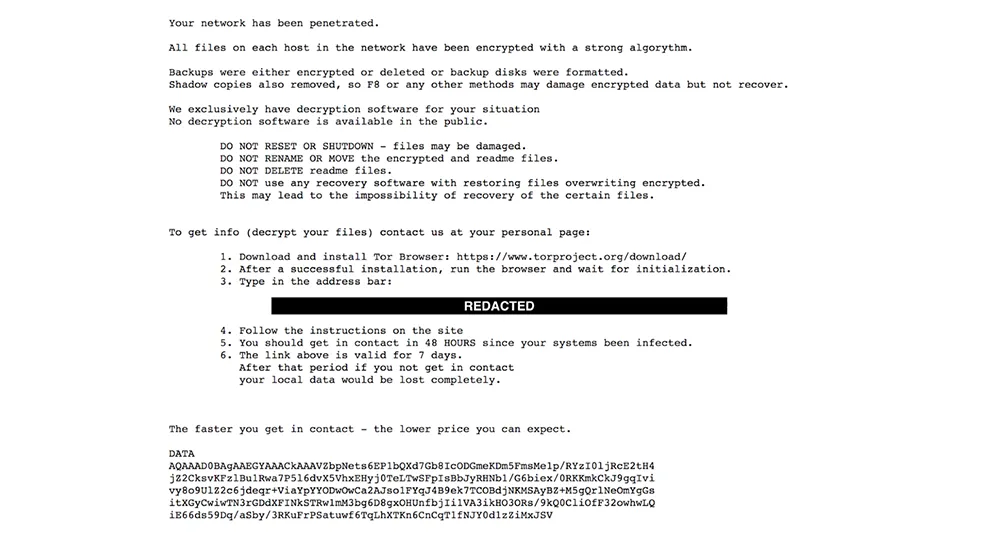 Ví dụ một thông báo đòi tiền chuộc (ransomware note) vào năm 2024